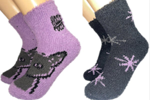 HOCUS POCUS Ladies 2 Pair Of Fuzzy Warm Socks With BINX THE CAT - Novelty Socks for Less