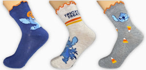 DISNEY LILO & STITCH Ladies HALLOWEEN 3 Pair Of Socks - Novelty Socks for Less