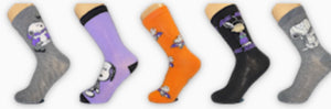 PEANUTS Ladies 5 Pair Of HALLOWEEN Socks With SNOOPY, LUCY & WOODSTOCK - Novelty Socks for Less