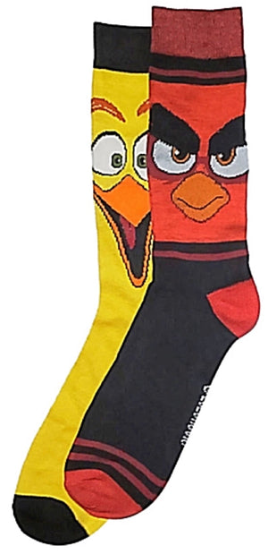 ANGRY BIRDS Men’s 2 Pair Socks YELLOW BIRD & RED BIRD - Novelty Socks for Less