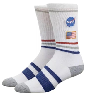NASA Men’s Crew Socks BIOWORLD BRAND With AMERICAN FLAG - Novelty Socks for Less