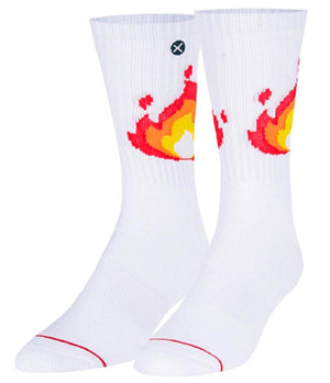 ODD SOX Brand Men’s PIXEL FLAMES Socks FIRE - Novelty Socks for Less
