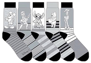 DISNEY 100 Men’s 5 Pair Of Socks Gift Set WOODY, STITCH, MICKEY, WINNIE THE POOH & MIGUEL - Novelty Socks for Less