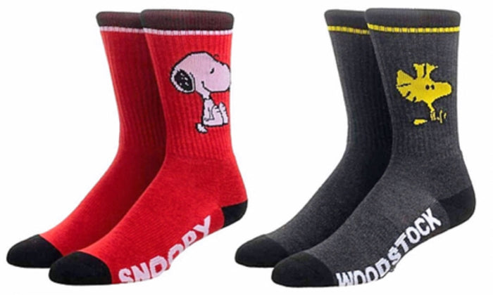PEANUTS Men’s 2 Pair Socks SNOOPY & WOODSTOCK BIOWORLD Brand
