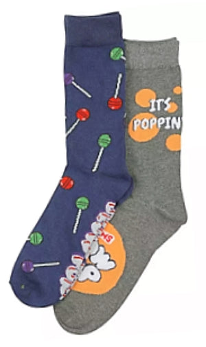 CHARMS BLOW POP Men’s 2 Pair Of LOLLIPOP Socks ‘IT’S POPPIN’ - Novelty Socks for Less