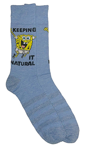 SPONGEBOB SQUAREPANTS Men’s Socks ‘KEEPING IT NATURAL’ - Novelty Socks for Less