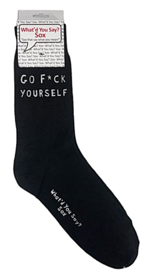 WHAT’D YOU SAY Brand Unisex ‘GO F*CK YOURSELF’ Socks - Novelty Socks for Less