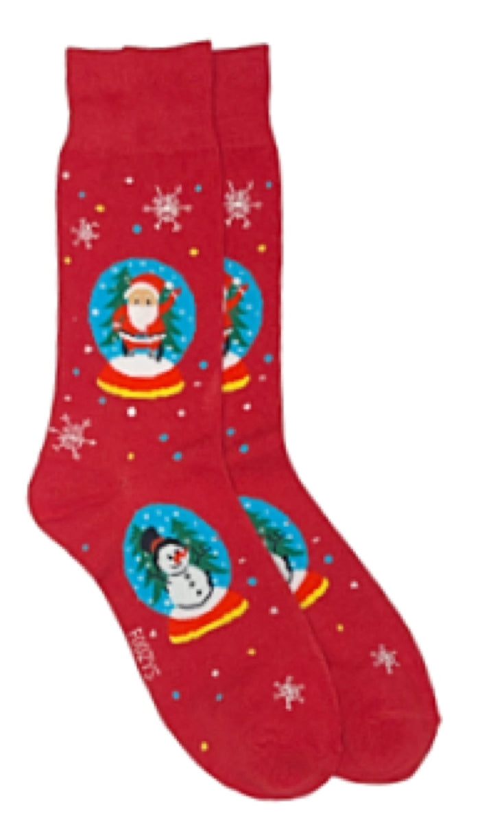 FOOZYS Brand Men’s CHRISTMAS Socks SANTA & SNOWMAN SNOWGLOBES
