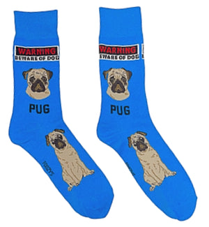 FOOZYS Brand Men’s WARNING BEWARE OF PUG DOG Socks - Novelty Socks for Less