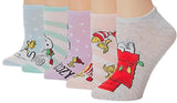 PEANUTS Ladies 5 Pair Of CHRISTMAS No Show Socks ‘WARM & COZY’ - Novelty Socks for Less