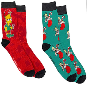 THE SIMPSONS CHRISTMAS Men’s 2 Pair Of Socks BART & KRUSTY THE CLOWN - Novelty Socks for Less