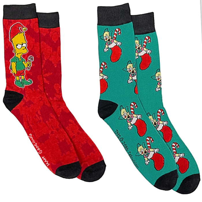 THE SIMPSONS CHRISTMAS Men’s 2 Pair Of Socks BART & KRUSTY THE CLOWN
