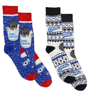 NABISCO OREO COOKIES Men’s CHRISTMAS 2 Pair Of Socks ‘FOR SANTA’ COOL SOCKS Brand - Novelty Socks for Less