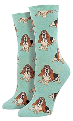 SOCKSMITH Brand Ladies BASSET HOUND Dog Socks - Novelty Socks for Less