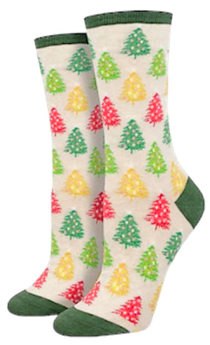 SOCKSMITH Brand Ladies CHRISTMAS Socks CHRISTMAS TREES ‘TINSEL TOWN’ - Novelty Socks for Less