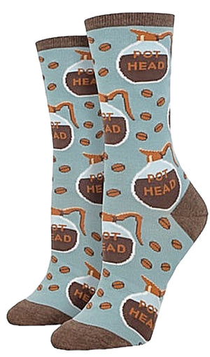 SOCKSMITH Brand Ladies COFFEE Socks ‘POT HEAD’ - Novelty Socks for Less