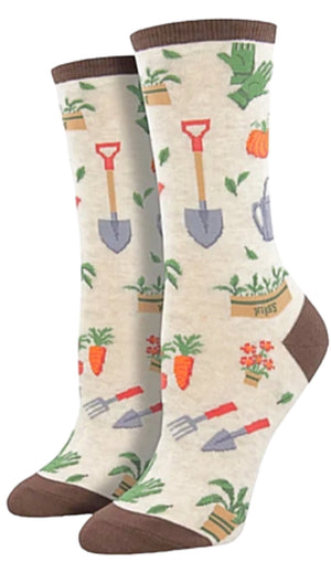 SOCKSMITH Brand Ladies HERB GARDEN Socks PLANTS, PUMPKINS, GARDENING TOOLS - Novelty Socks for Less
