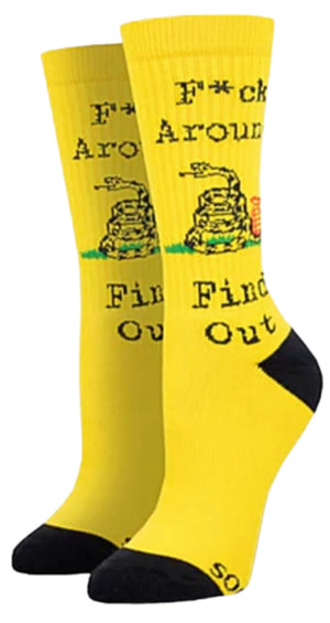 SOCKSMITH Brand Men’s FUCK AROUND FIND OUT Athletic Socks - Novelty Socks for Less