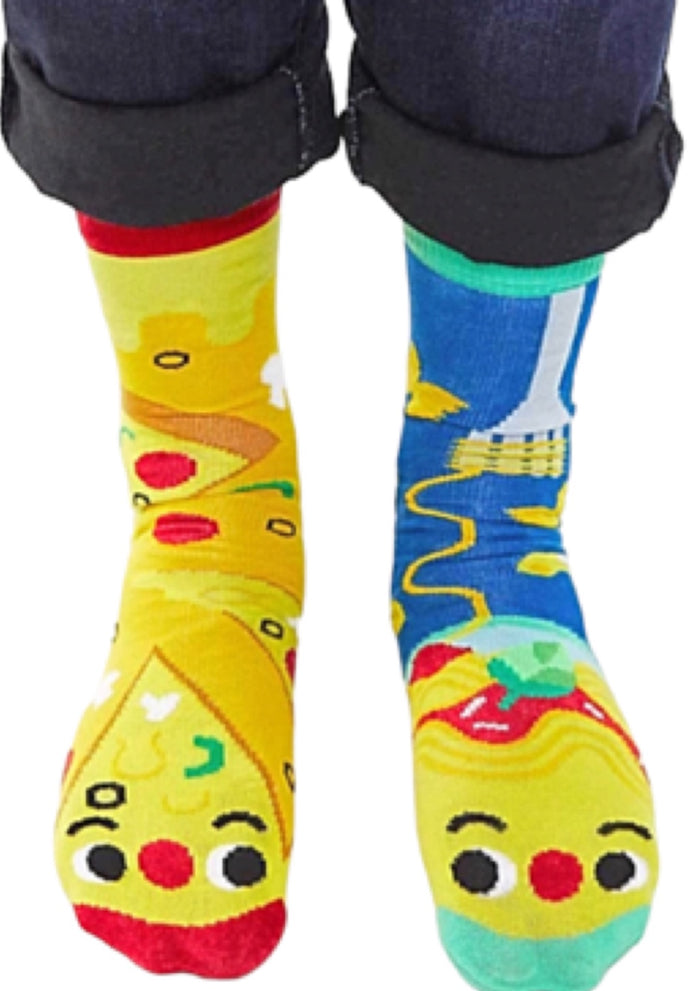 PALS SOCKS Brand TWEEN & ADULT PIZZA & PASTA Unisex Mismatched Socks (CHOOSE SIZE)