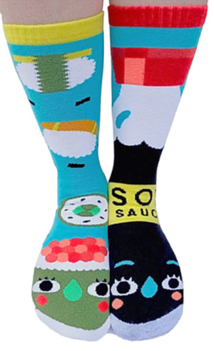 PALS SOCKS Brand Adult Unisex SUSHI & SOY SAUCE Mismatched Socks - Novelty Socks for Less