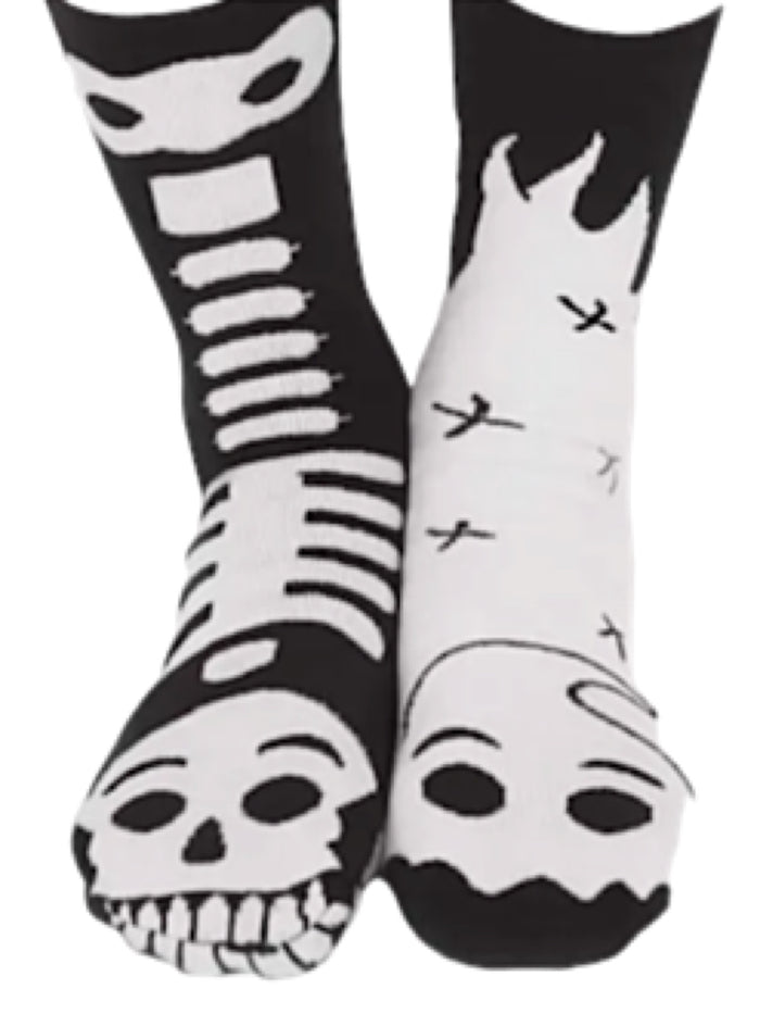 PALS SOCKS Brand GHOST & SKELETON TWEENS/ADULT Mismatched Socks GLOW IN THE DARK