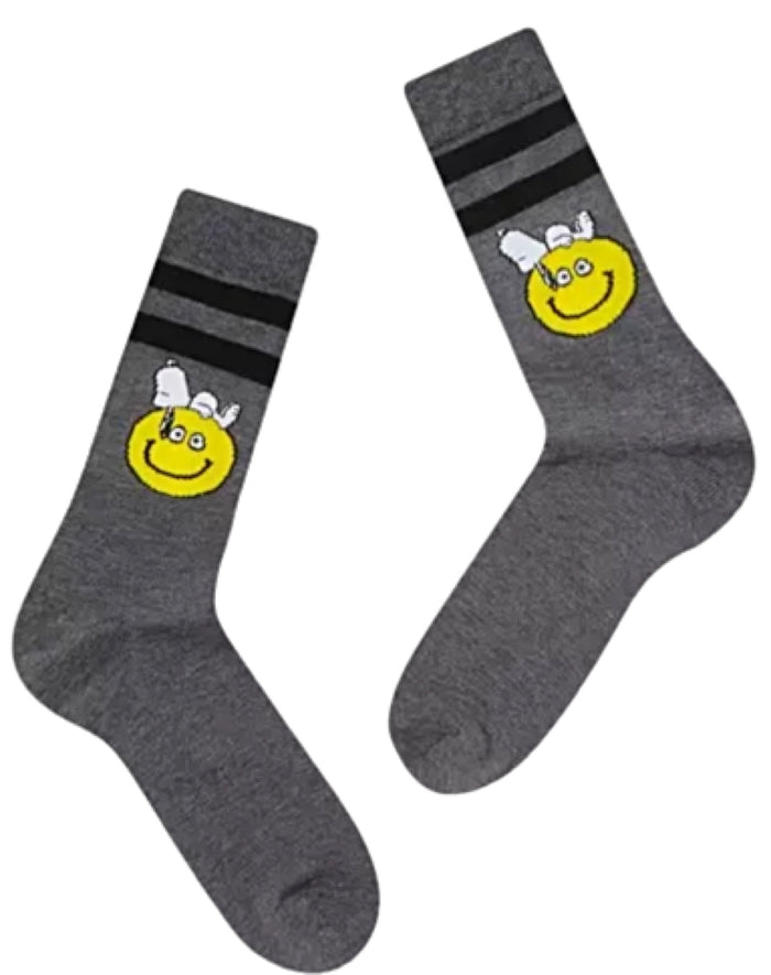 PEANUTS Mens SNOOPY & SMILEY FACE Socks