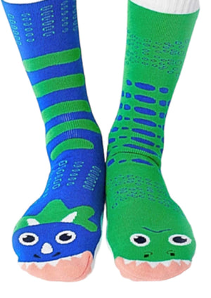 PALS SOCKS Brand Adult Unisex T-REX & TRICERATOPS Mismatched Socks - Novelty Socks for Less