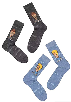 BEAVIS & BUTT-HEAD Men’s 2 Pair Of Socks HUH-HUH - Novelty Socks for Less