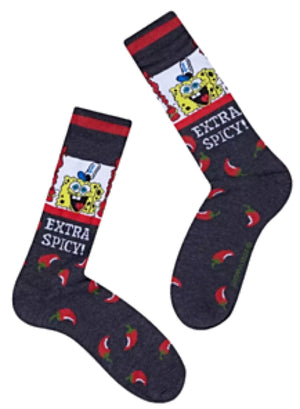 SPONGEBOB SQUAREPANTS Men’s Socks With HOT SAUCE  ‘EXTRA SPICY’ - Novelty Socks for Less