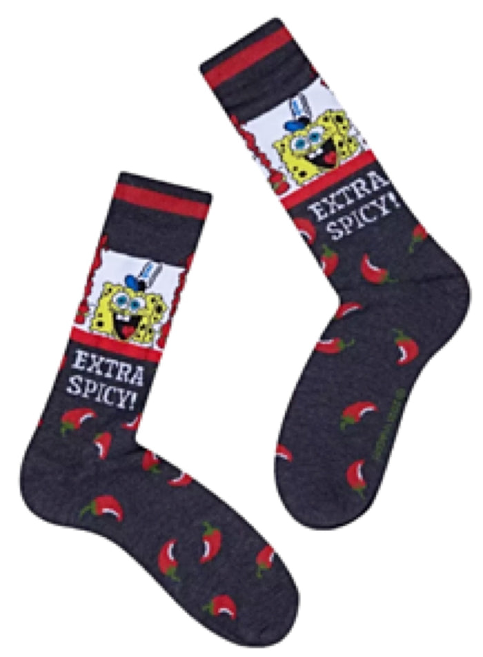 SPONGEBOB SQUAREPANTS Men’s Socks With HOT SAUCE  ‘EXTRA SPICY’