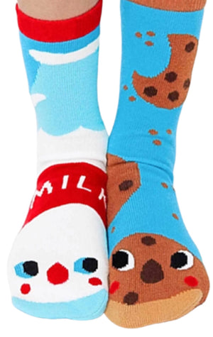 PALS SOCKS Brand Unisex Tweens & Adult MILK & COOKIES Mismatched Socks (CHOOSE SIZE) - Novelty Socks for Less