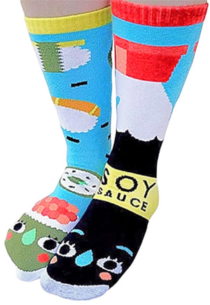 PALS SOCKS Brand TWEENS & ADULT Unisex SUSHI & SOY SAUCE Mismatched Socks (CHOOSE SIZE) - Novelty Socks for Less