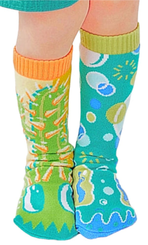 PALS SOCKS Brand Unisex POKEY & POPPY Mismatched Gripper Bottom Socks (CHOOSE SIZE) - Novelty Socks for Less