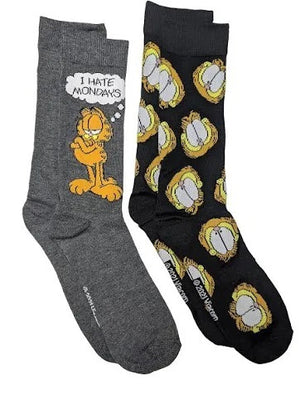GARFIELD & ODIE Men’s 2 Pair Of Socks ‘I HATE MONDAYS’ - Novelty Socks for Less