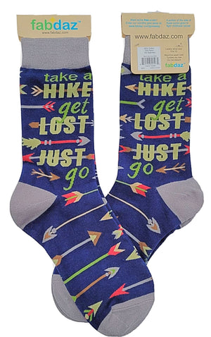 FABDAZ Brand Ladies TAKE A HIKE, GET LOST, JUST GO Socks - Novelty Socks for Less