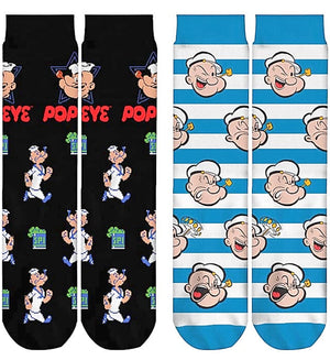 POPEYE THE SAILOR UNISEX 2 PAIR OF SOCKS With SPINACH CANS  ODD SOX Brand - Novelty Socks for Less