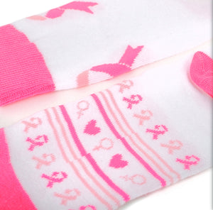 PARQUET Brand Ladies BREAST CANCER Socks PINK RIBBON & HEARTS - Novelty Socks for Less