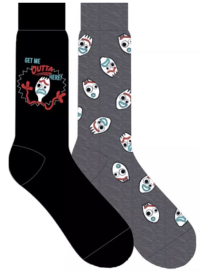 Disney’s TOY STORY Men’s 2 Pair Of FORKY Socks 'GET ME OUTTA HERE'