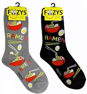 FOOZYS Ladies 2 Pair RAMEN NOODLE SOUP Socks - Novelty Socks for Less
