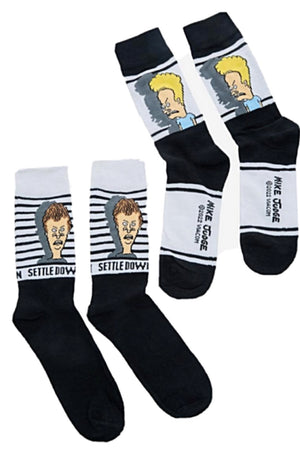 BEAVIS & BUTT-HEAD Men’s 2 Pair Of Socks ‘SETTLE DOWN' - Novelty Socks for Less