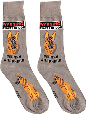 FOOZYS Brand Men’s GERMAN SHEPHERD Socks ‘WARNING BEWARE OF DOG’ - Novelty Socks for Less