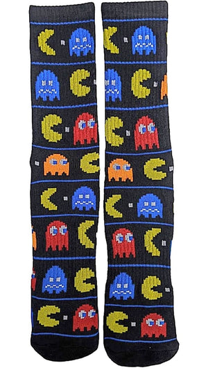 PAC-MAN VIDEO GAME Men’s 2 Pair Of Athletic Crew Socks With GHOSTS - Novelty Socks for Less