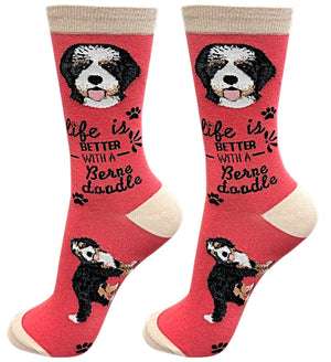LIFE IS BETTER WITH A BERNEDOODLE Dog Unisex Socks By E&S Pets - Novelty Socks for Less