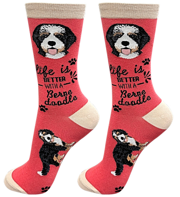 LIFE IS BETTER WITH A BERNEDOODLE Dog Unisex Socks By E&S Pets