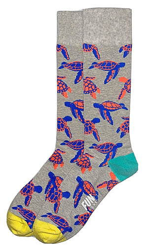 FUN SOCKS Brand Men's SEA TURTLES Socks - Novelty Socks for Less