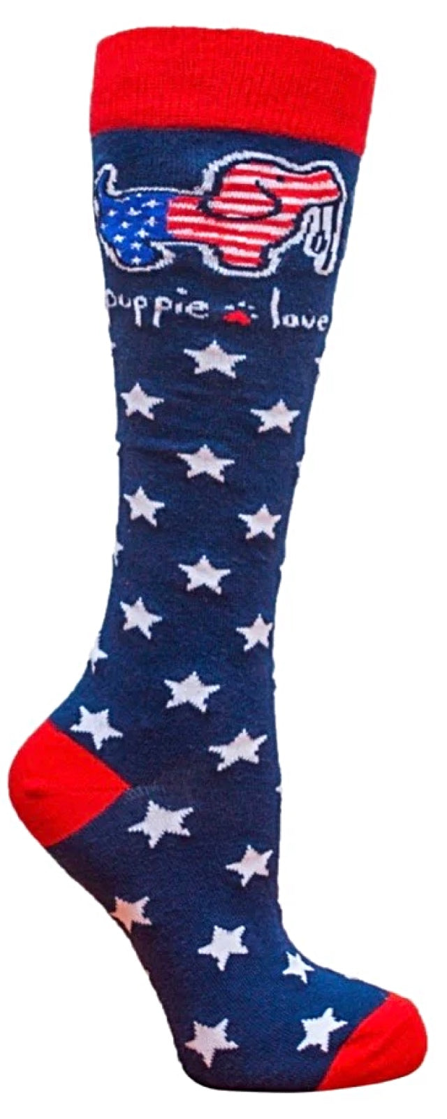 PUPPIE LOVE BY SOCKS N SOCKS Brand Adult Knee High Socks USA PUP - Novelty Socks for Less