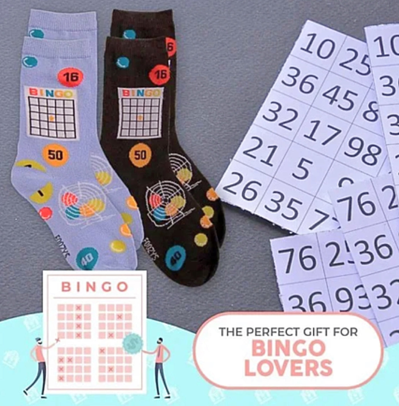 FOOZYS Brand Ladies 2 Pair Of BINGO BOARD GAME Socks | Novelty