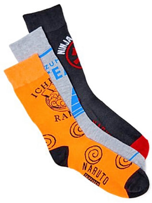 NARUTO SHIPPUDEN Men’s 3 Pair Of Socks BIOWORLD Brand - Novelty Socks for Less