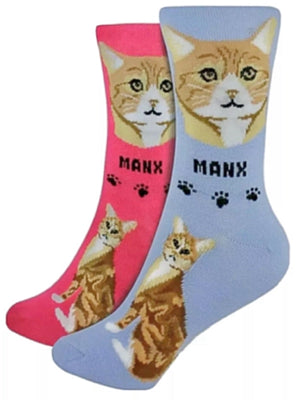 FOOZYS Ladies 2 Pair MANX CAT BREED Socks - Novelty Socks for Less