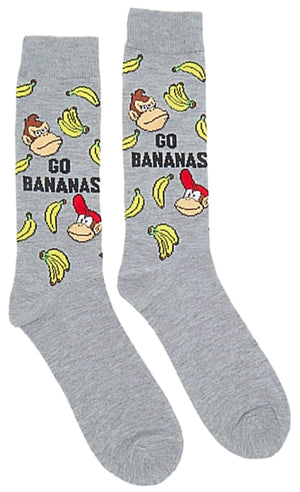 DONKEY KONG Mens Socks GO BANANAS With DIDDY KONG - Novelty Socks for Less